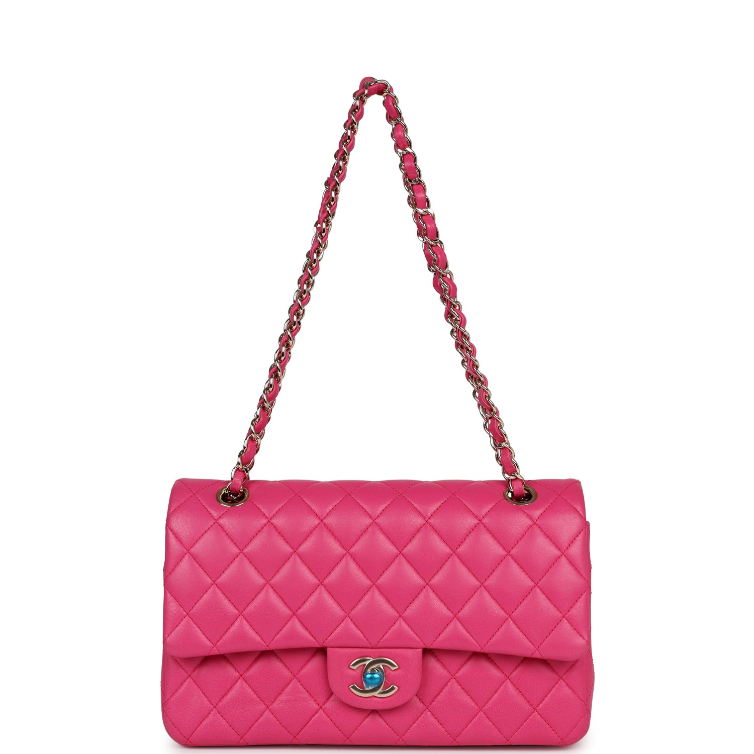 Chanel Medium Classic Double Flap Hot Pink Lambskin Gold Hardware