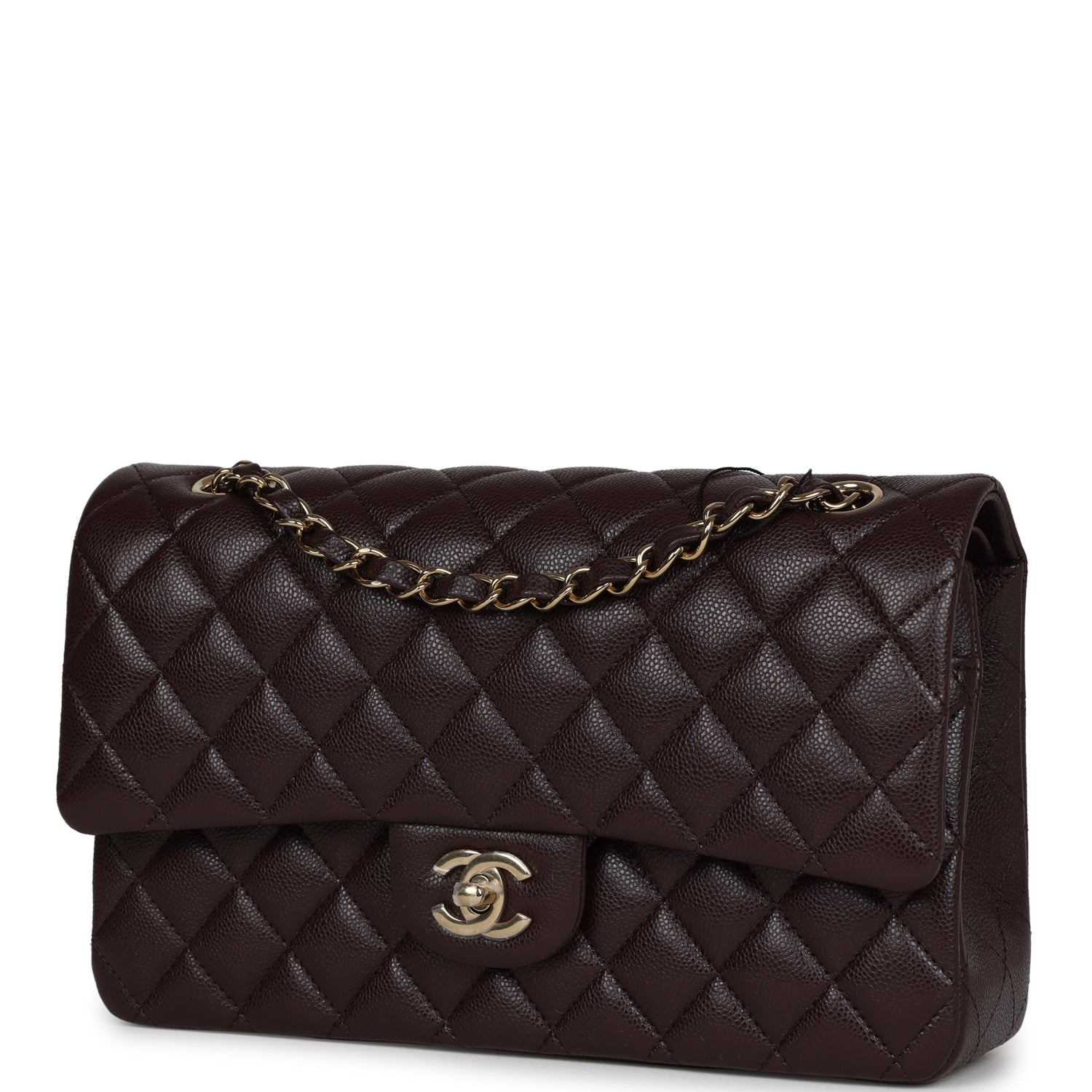 Chanel Medium Classic Double Flap Dark Purple Caviar Gold Hardware