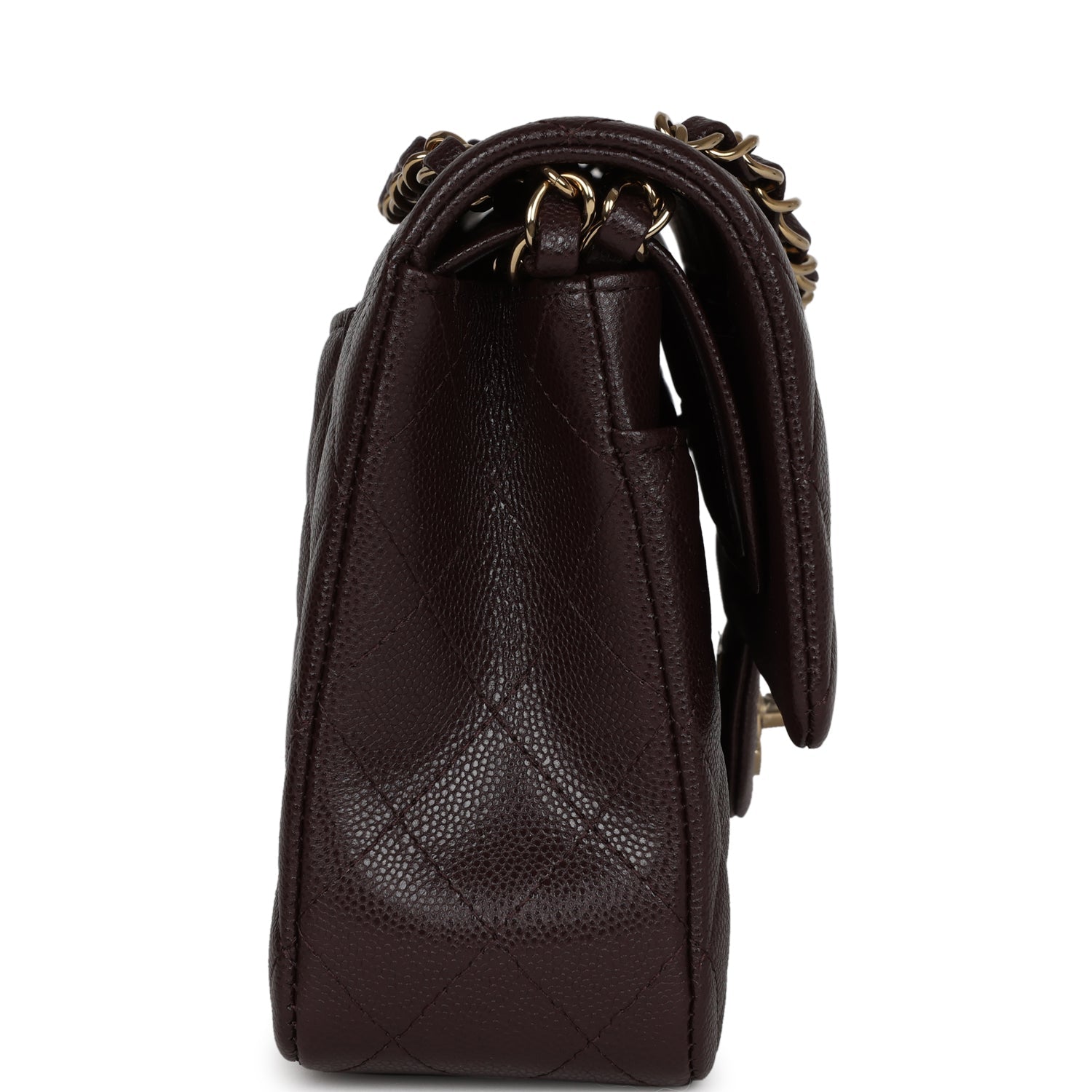 Chanel Medium Classic Double Flap Dark Purple Caviar Gold Hardware