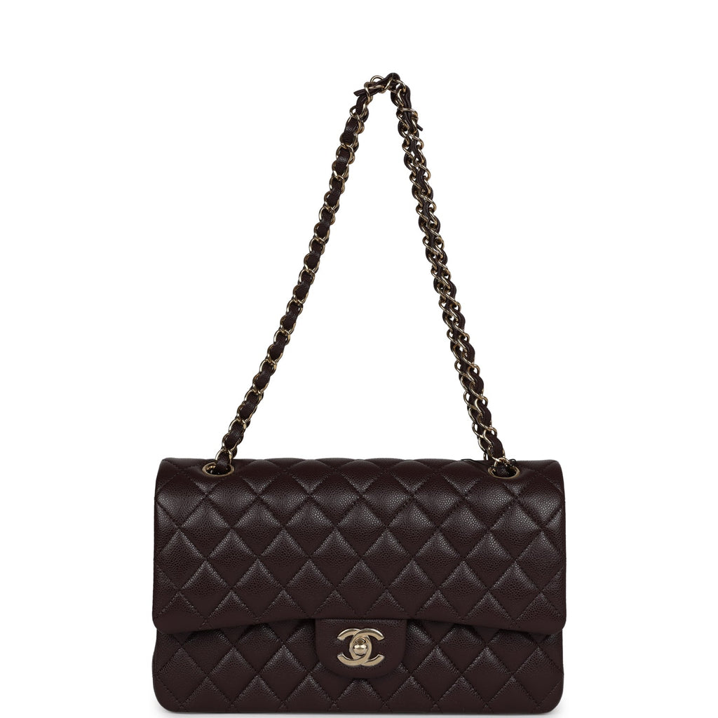 Chanel Medium Classic Double Flap Dark Purple Caviar Gold Hardware