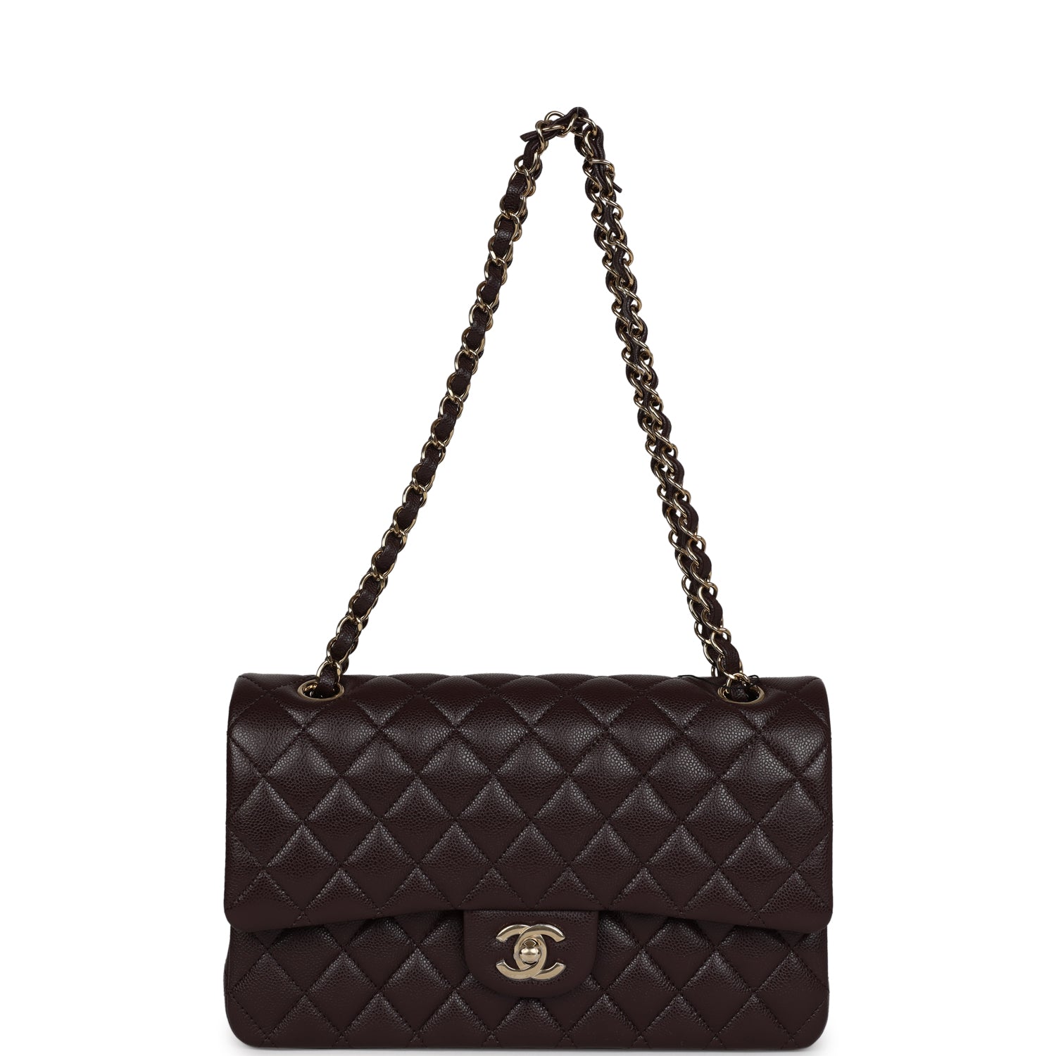 Chanel Medium Classic Double Flap Dark Purple Caviar Gold Hardware