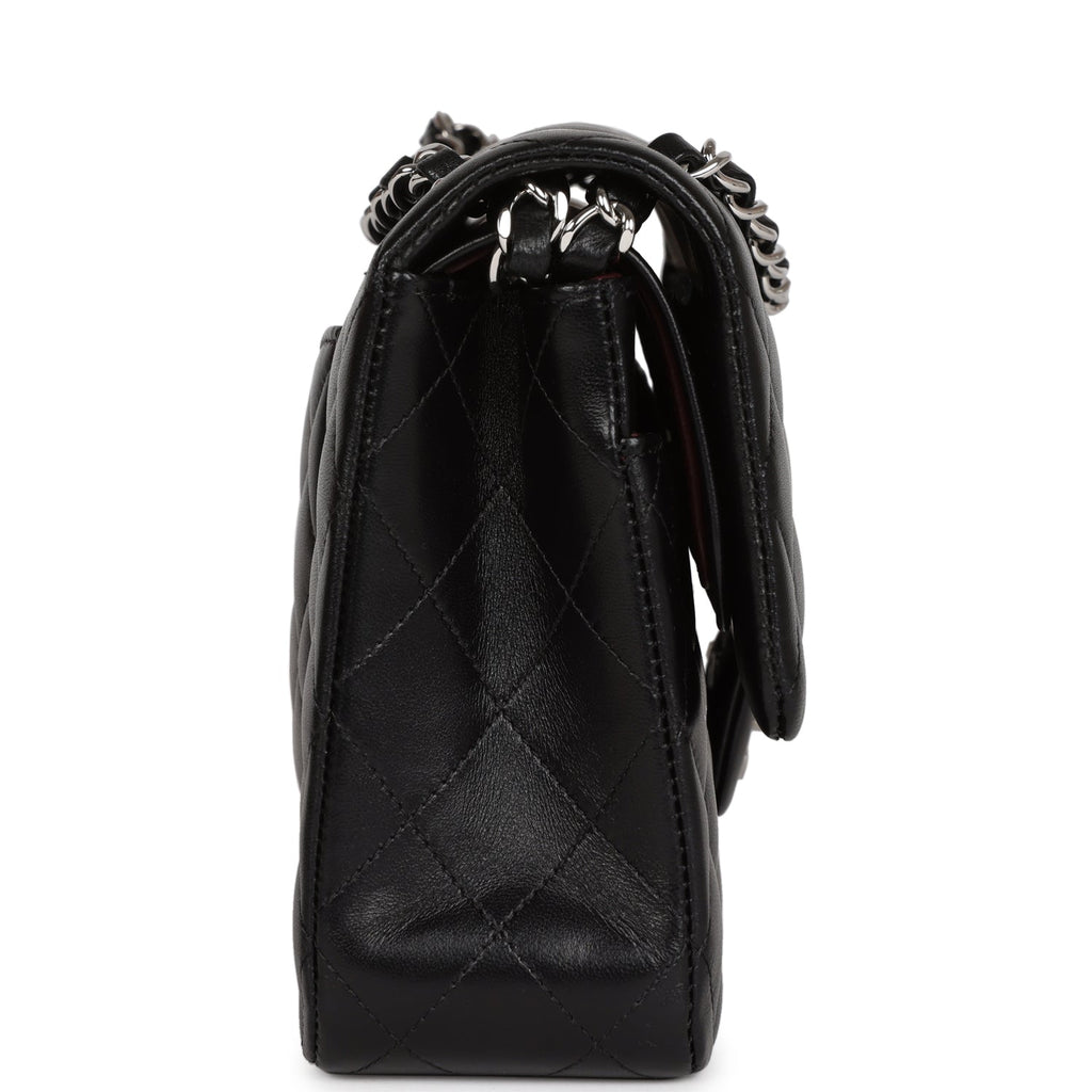 Chanel Medium Classic Double Flap Black Lambskin Silver Hardware