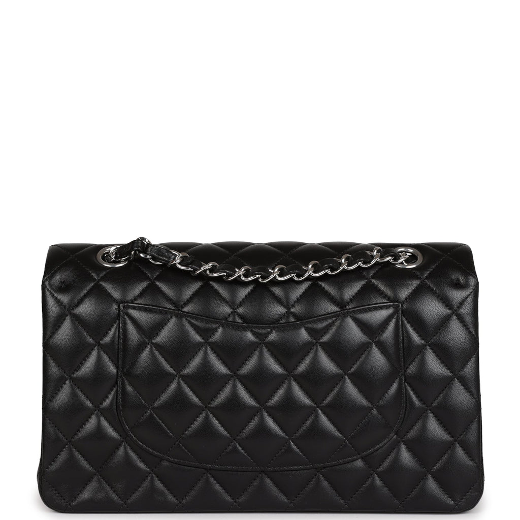 Chanel Medium Classic Double Flap Black Lambskin Silver Hardware