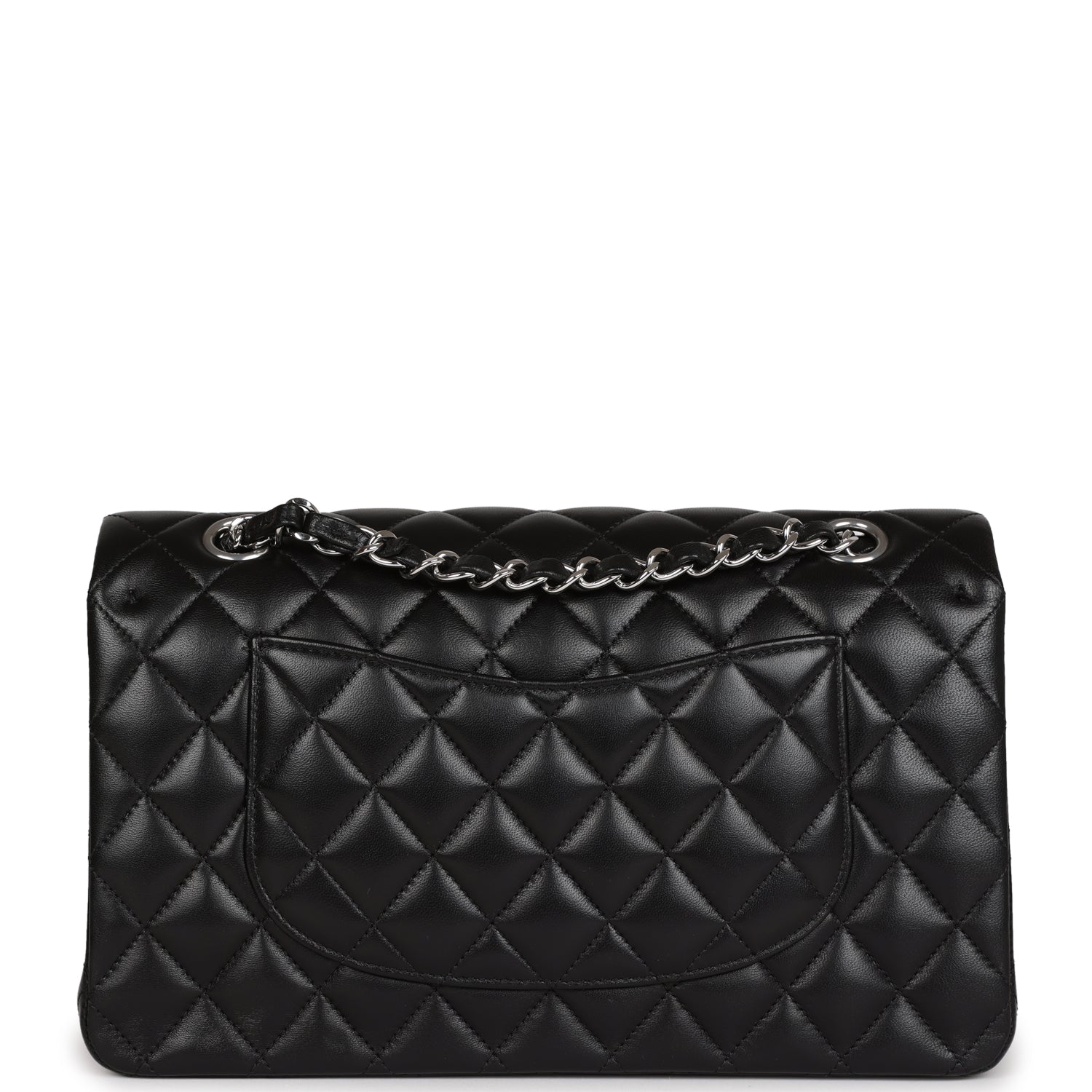 Chanel Medium Classic Double Flap Black Lambskin Silver Hardware