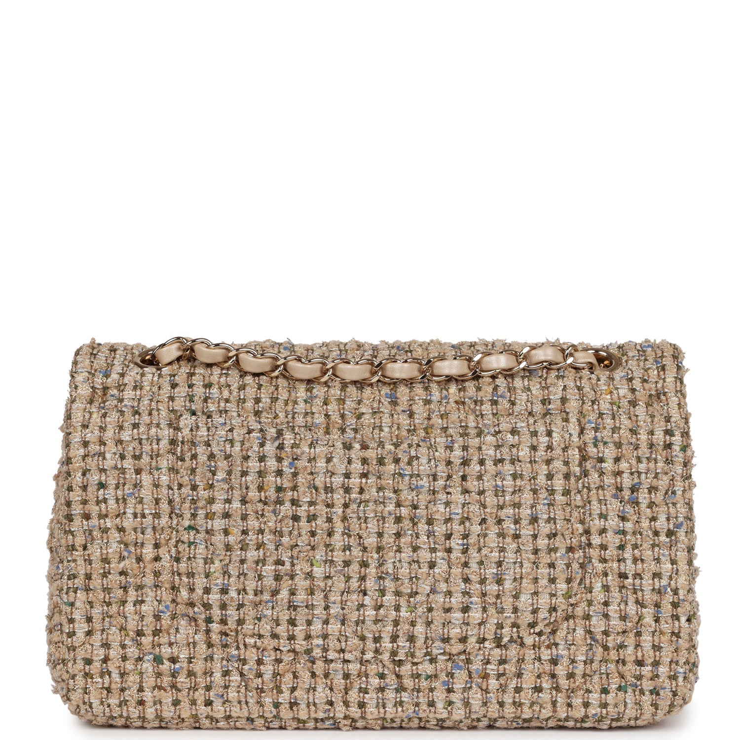Chanel Medium Classic Double Flap Beige Tweed Gold Hardware