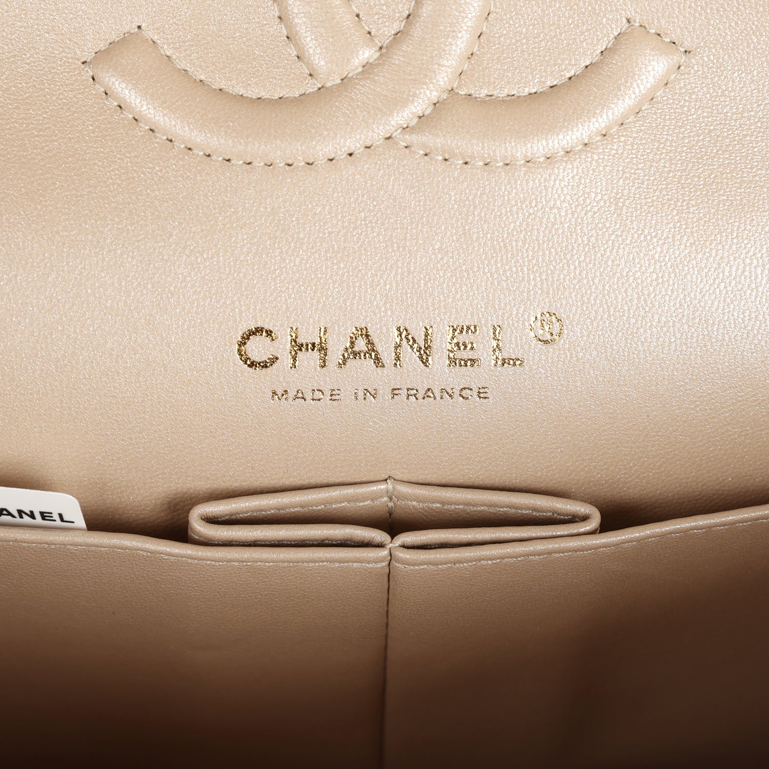 Chanel Medium Classic Double Flap Beige Tweed Gold Hardware