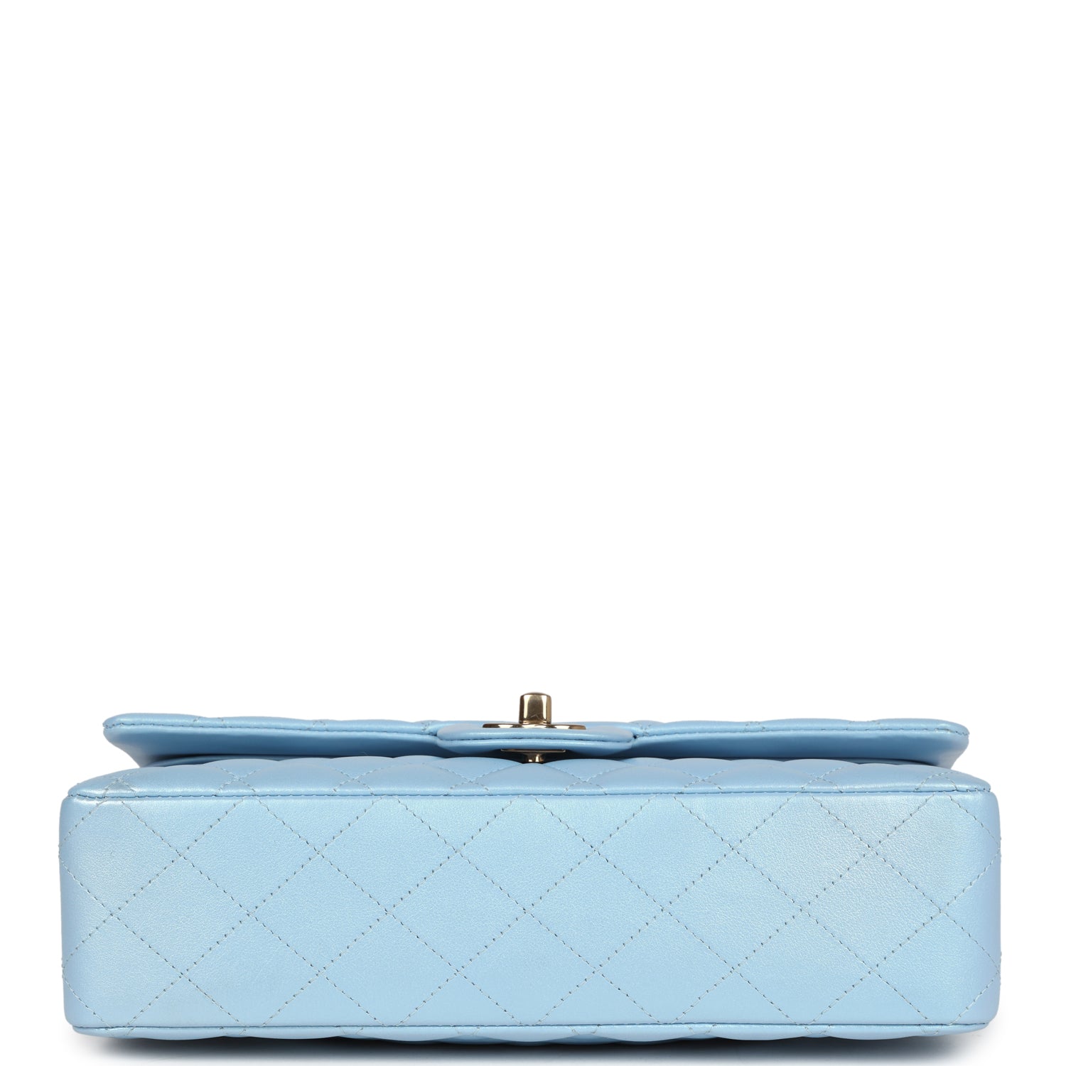 Chanel Medium Classic Double Flap Bag Blue Iridescent Calfskin Gold Hardware