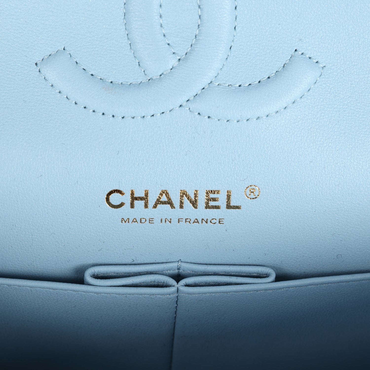 Chanel Medium Classic Double Flap Bag Blue Iridescent Calfskin Gold Hardware