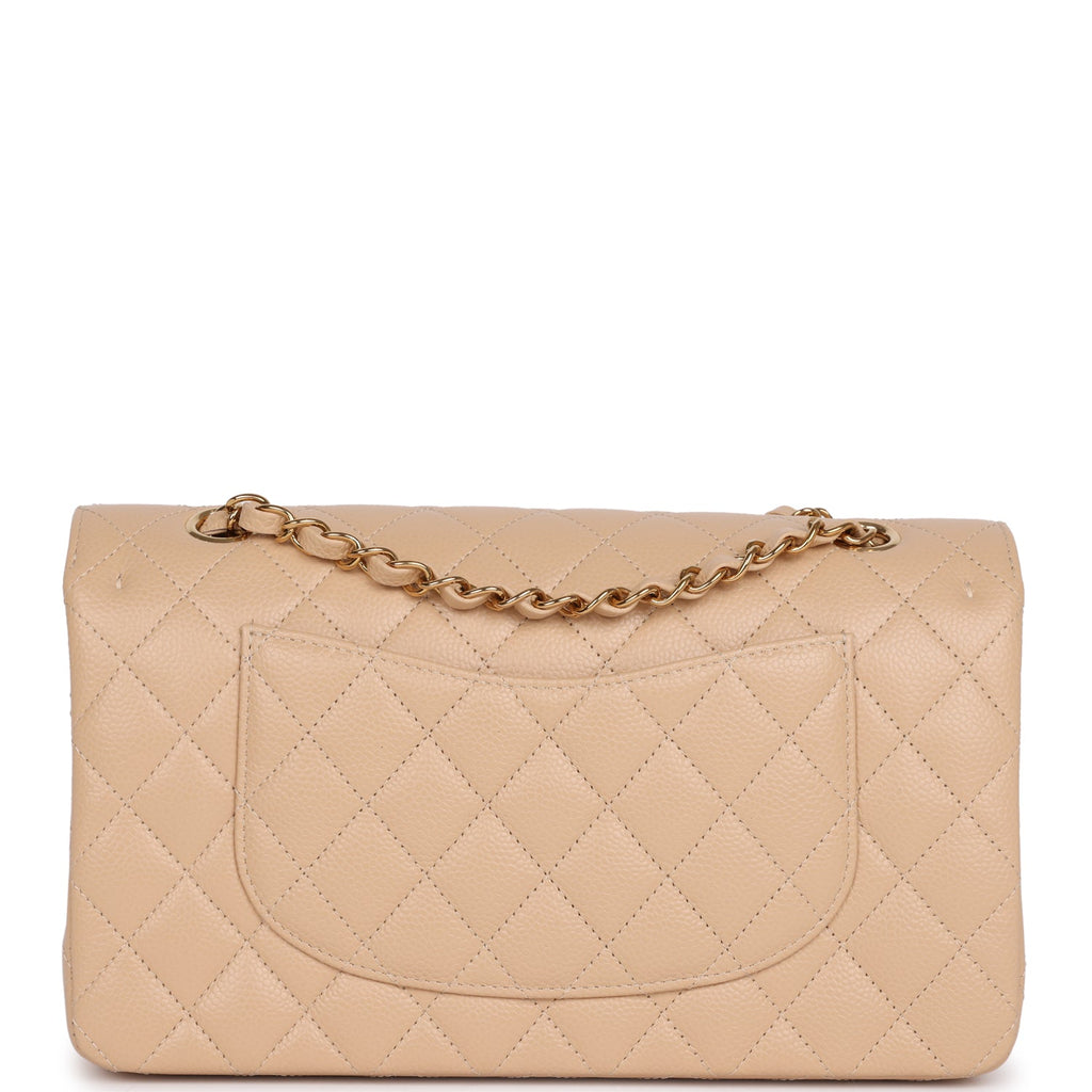 Chanel Medium Classic Double Flap Bag Beige Caviar Gold Hardware