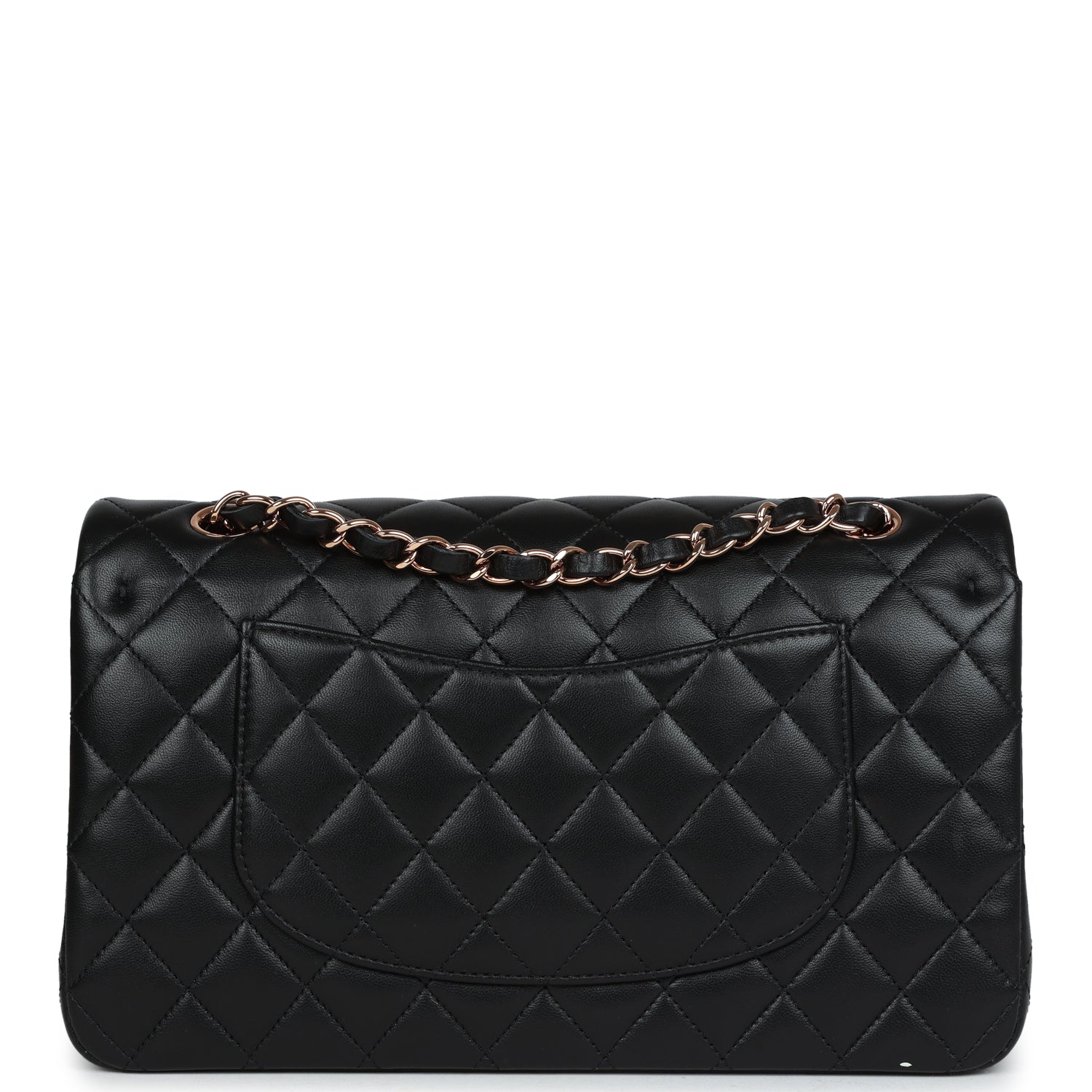 Chanel Medium Classic Double Flap Bag Black Lambskin Rose Gold Hardware