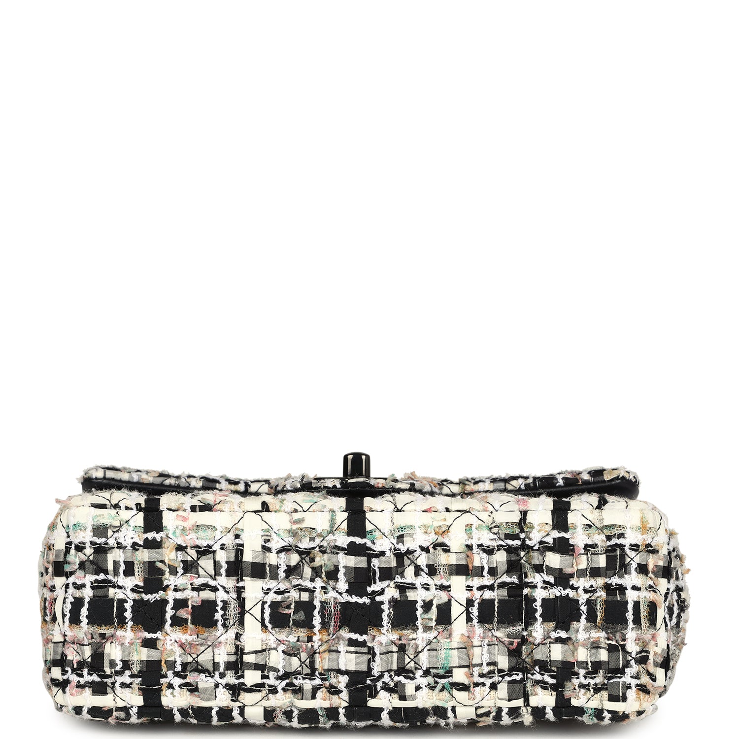 Chanel Mini Classic Flap Black and White Tweed Black Hardware