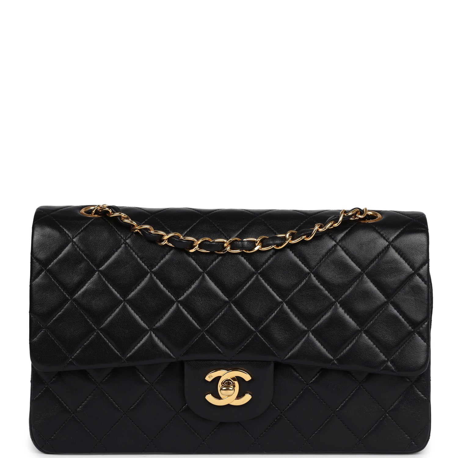 Chanel Vintage Medium Classic Double Flap Black Lambskin Gold Hardware