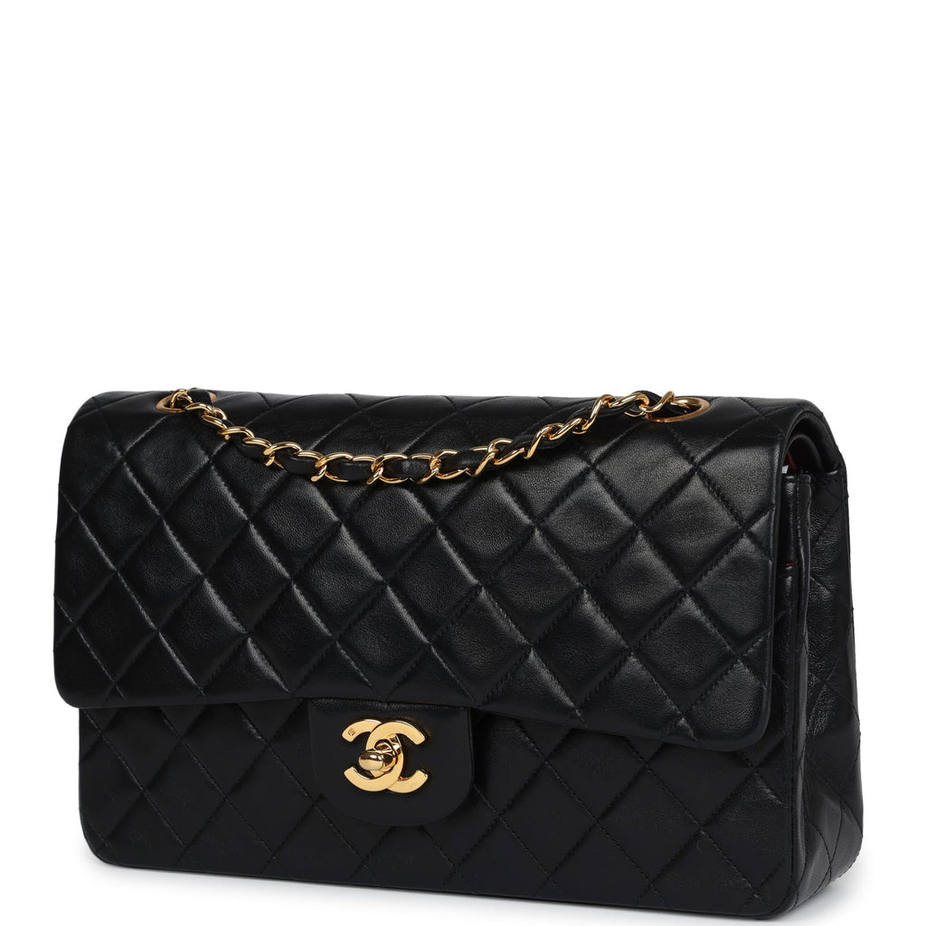 Chanel Vintage Medium Classic Double Flap Black Lambskin Gold Hardware