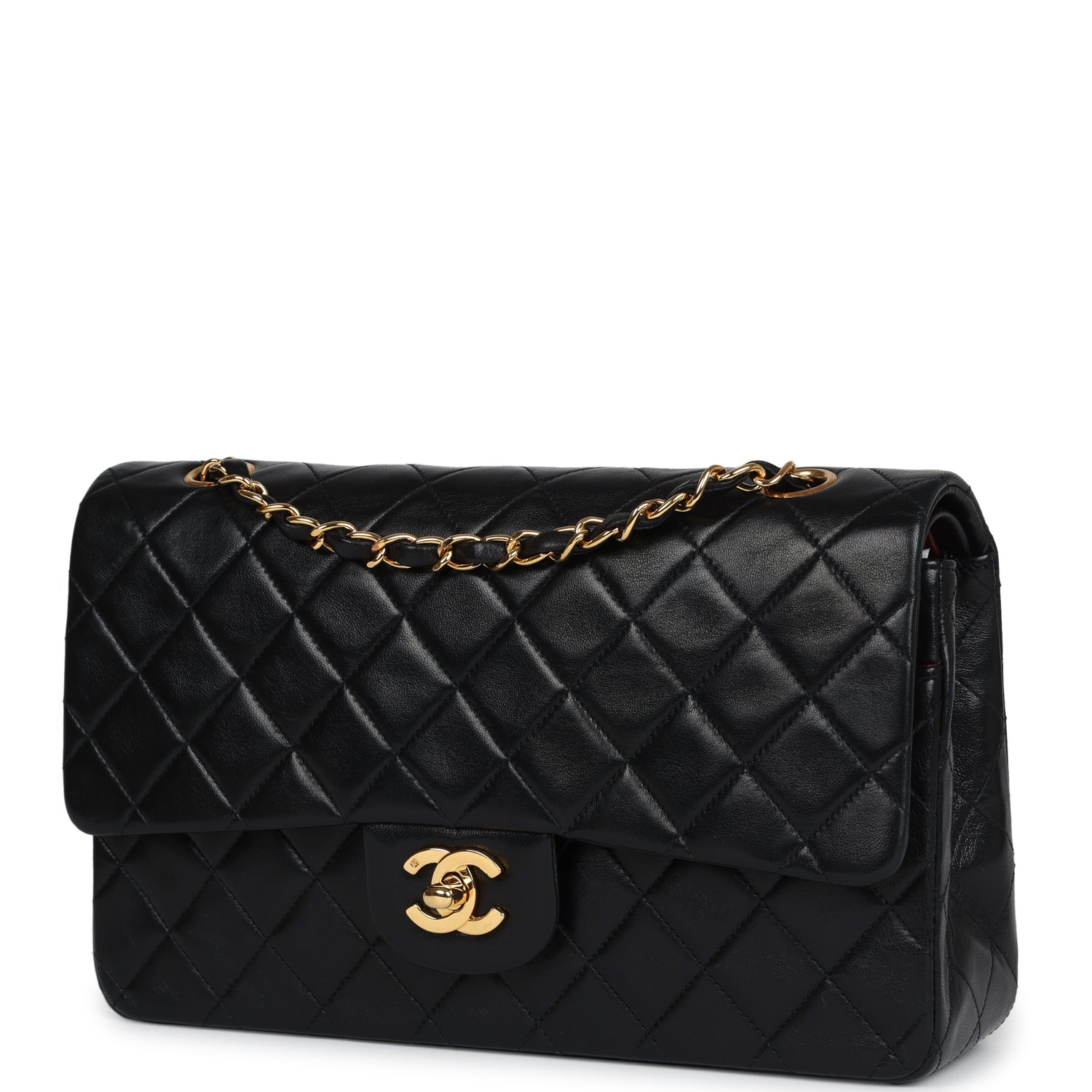 Chanel Vintage Medium Classic Double Flap Black Lambskin Gold Hardware