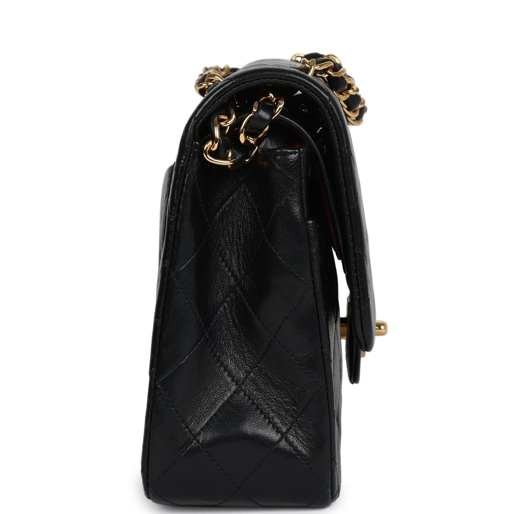Chanel Vintage Medium Classic Double Flap Black Lambskin Gold Hardware