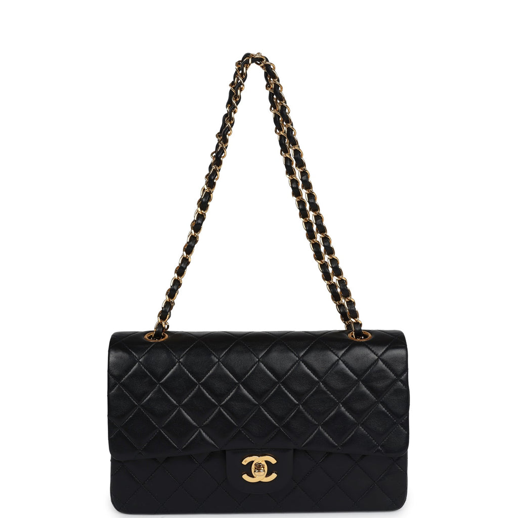 Chanel Vintage Medium Classic Double Flap Black Lambskin Gold Hardware