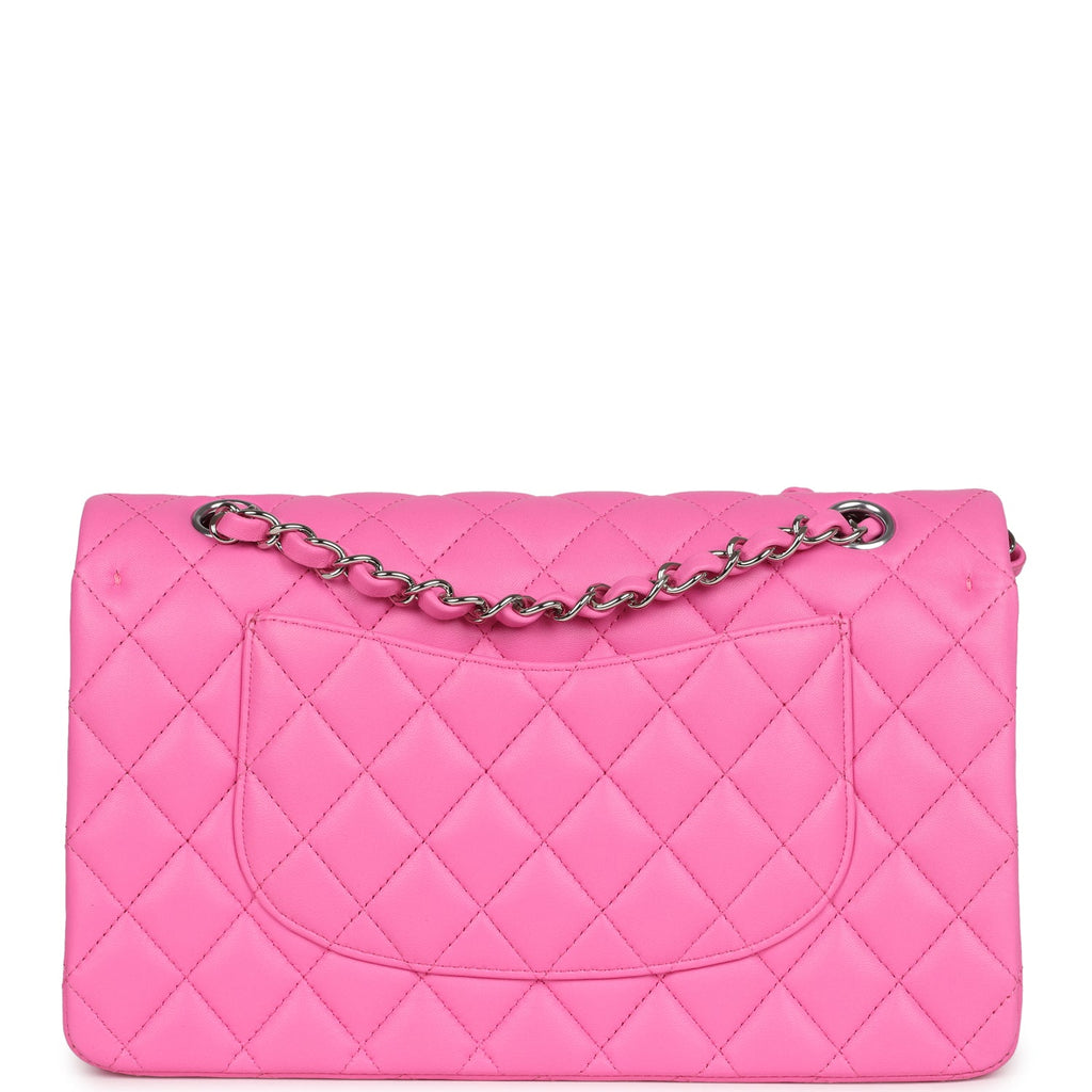 Chanel Medium Classic Double Flap Dark Pink Lambskin Silver Hardware