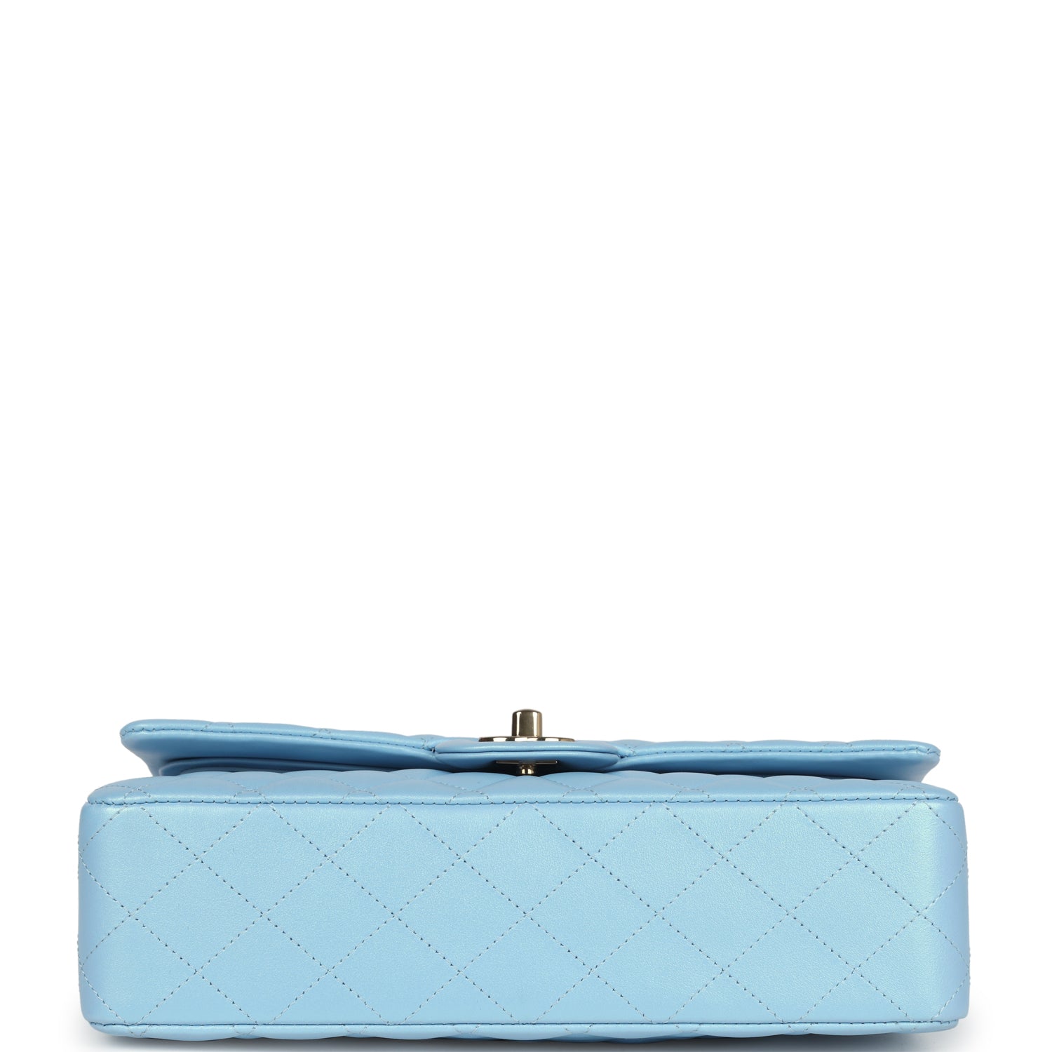 Chanel Medium Classic Double Flap Bag Blue Iridescent Calfskin Gold Hardware