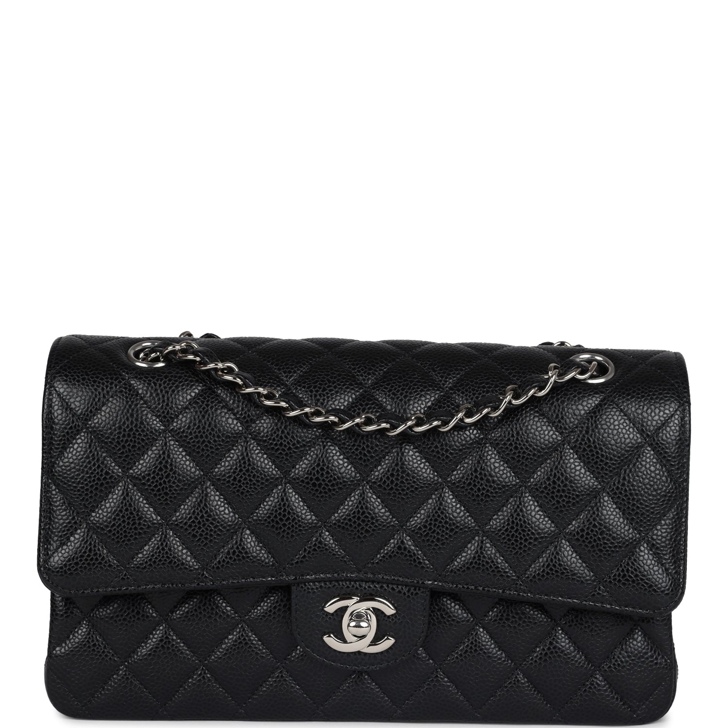 Chanel Medium Classic Double Flap Black Caviar Silver Hardware