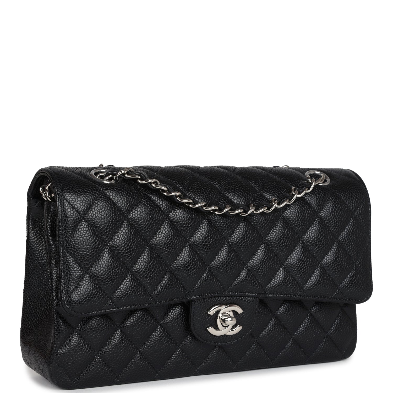 Chanel Medium Classic Double Flap Black Caviar Silver Hardware