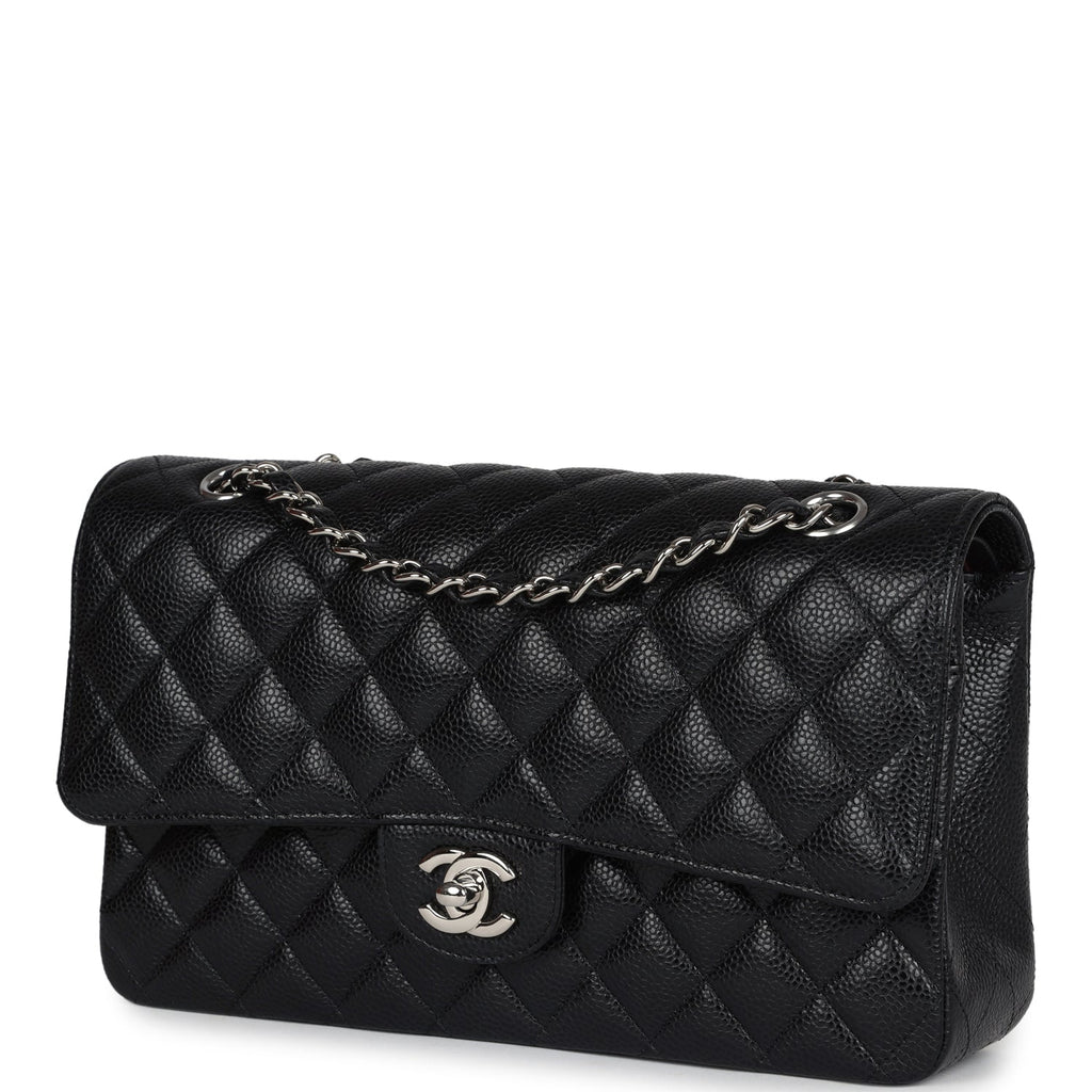 Chanel Medium Classic Double Flap Black Caviar Silver Hardware