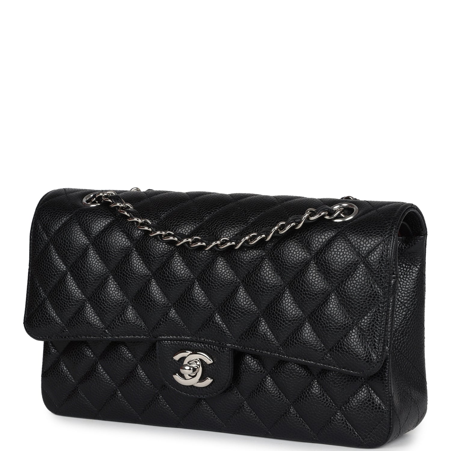 Chanel Medium Classic Double Flap Black Caviar Silver Hardware