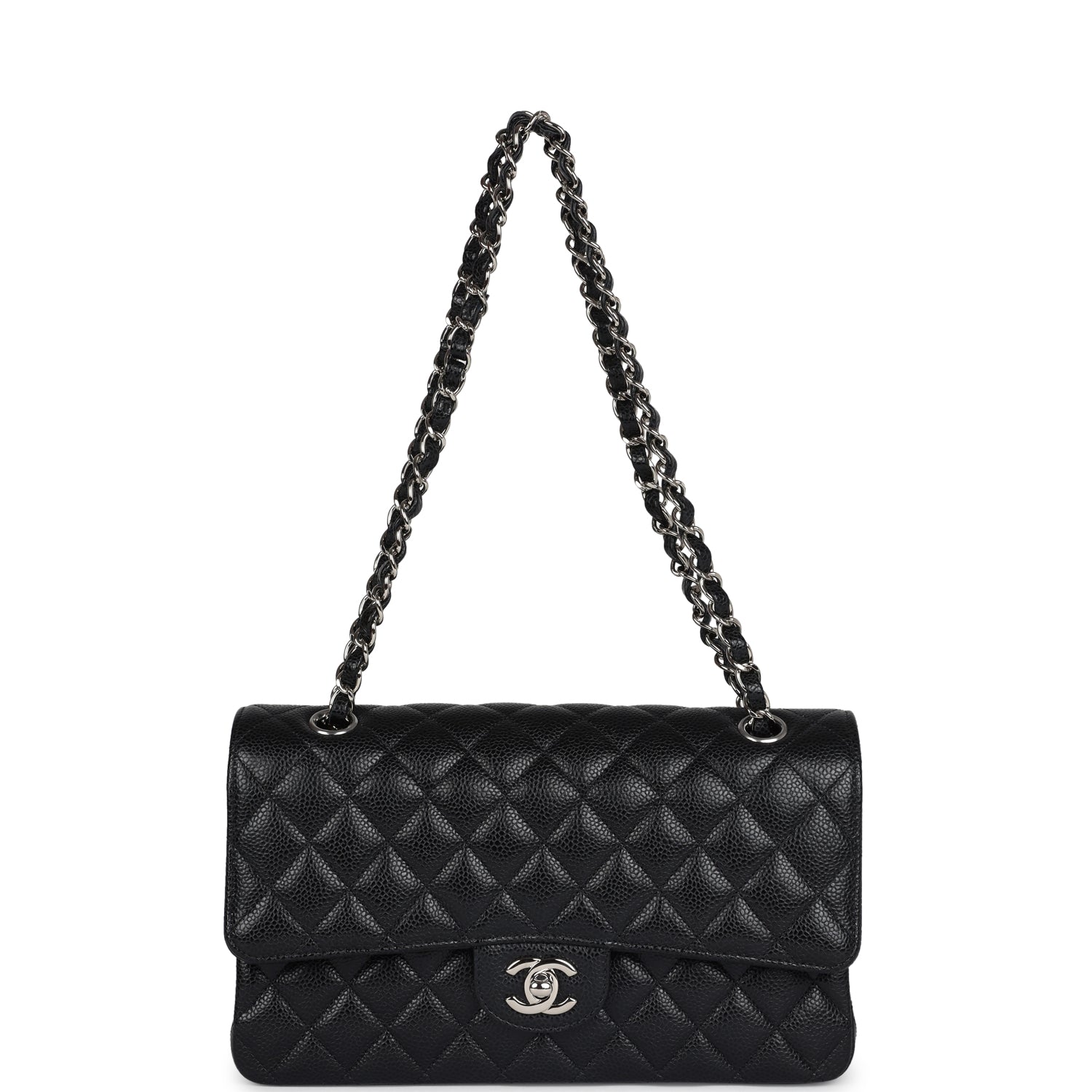 Chanel Medium Classic Double Flap Black Caviar Silver Hardware