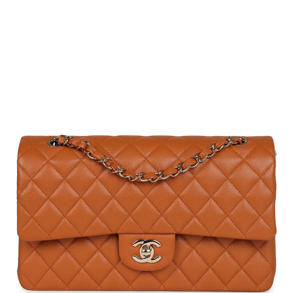 Chanel Medium Classic Double Flap Bag Caramel Caviar Light Gold Hardware