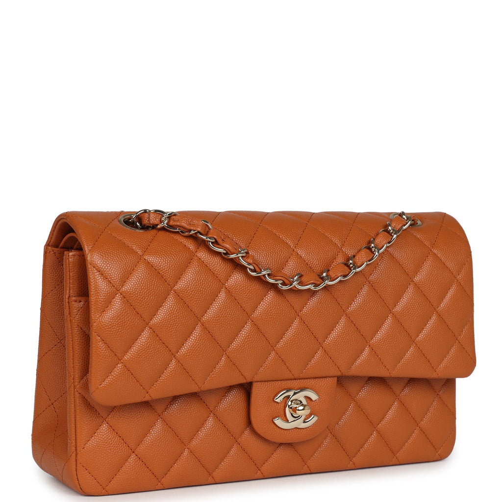 Chanel Medium Classic Double Flap Bag Caramel Caviar Light Gold Hardware