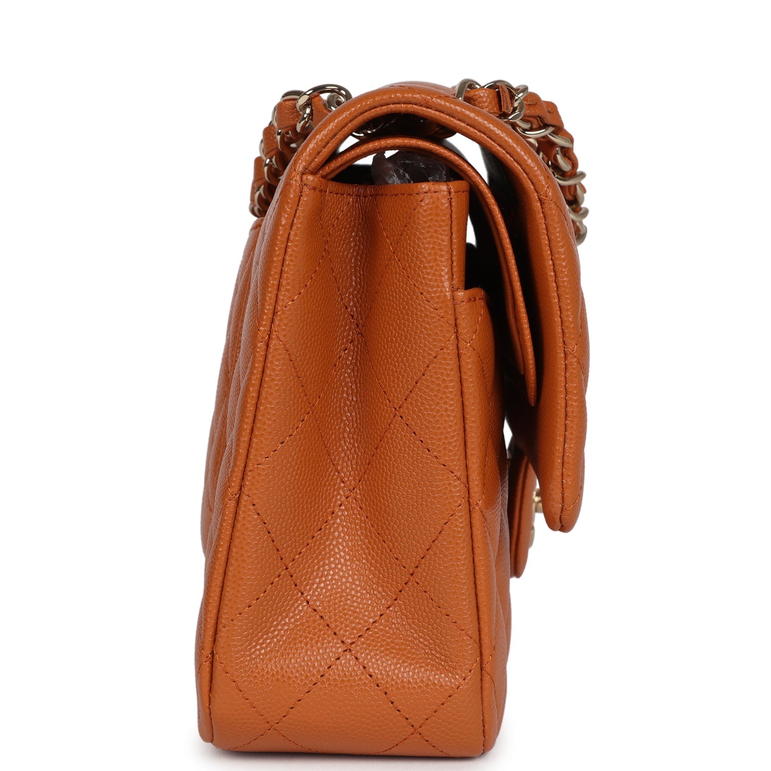 Chanel Medium Classic Double Flap Bag Caramel Caviar Light Gold Hardware