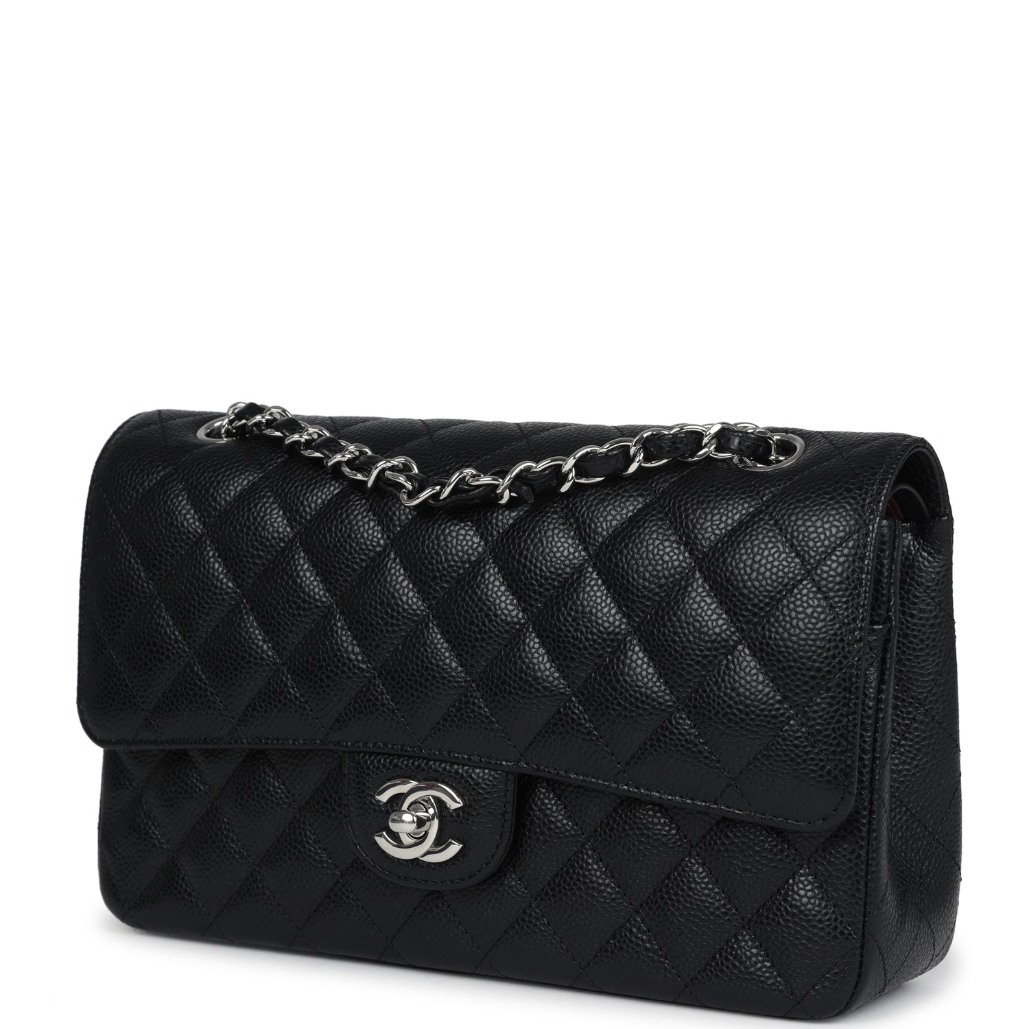 Chanel Medium Classic Double Flap Black Caviar Silver Hardware