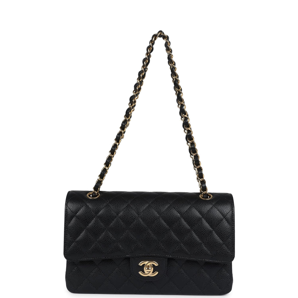 Chanel Medium Classic Double Flap Bag Black Caviar Gold Hardware