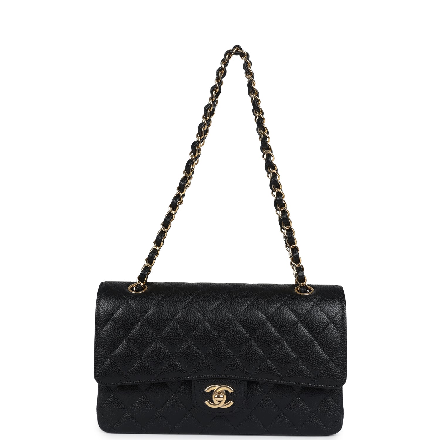 Chanel Medium Classic Double Flap Bag Black Caviar Gold Hardware