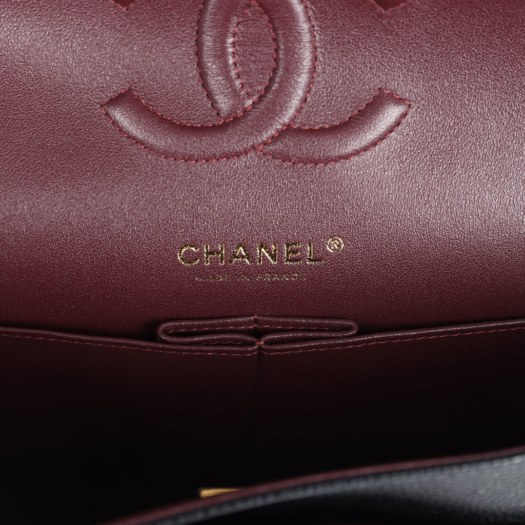 Chanel Medium Classic Double Flap Bag Black Caviar Gold Hardware