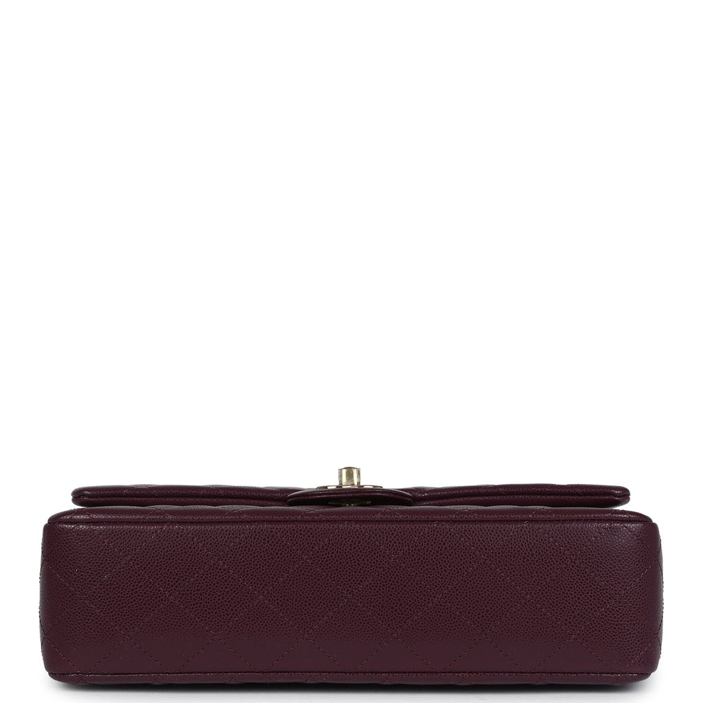 Chanel Medium Classic Double Flap Bag Burgundy Caviar Light Gold Hardware