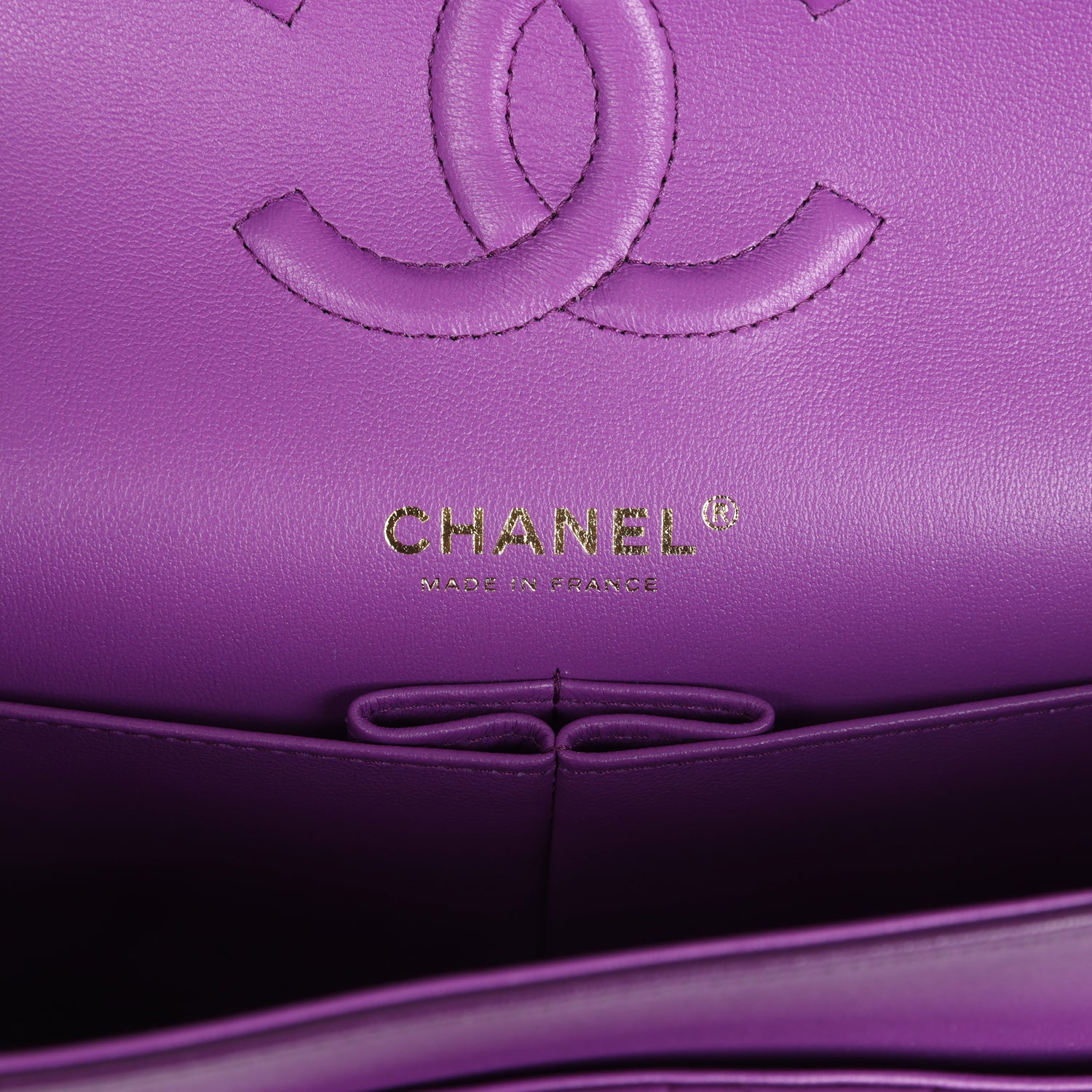 Chanel Medium Classic Double Flap Bag Purple Ombre Lambskin Brushed Gold Hardware