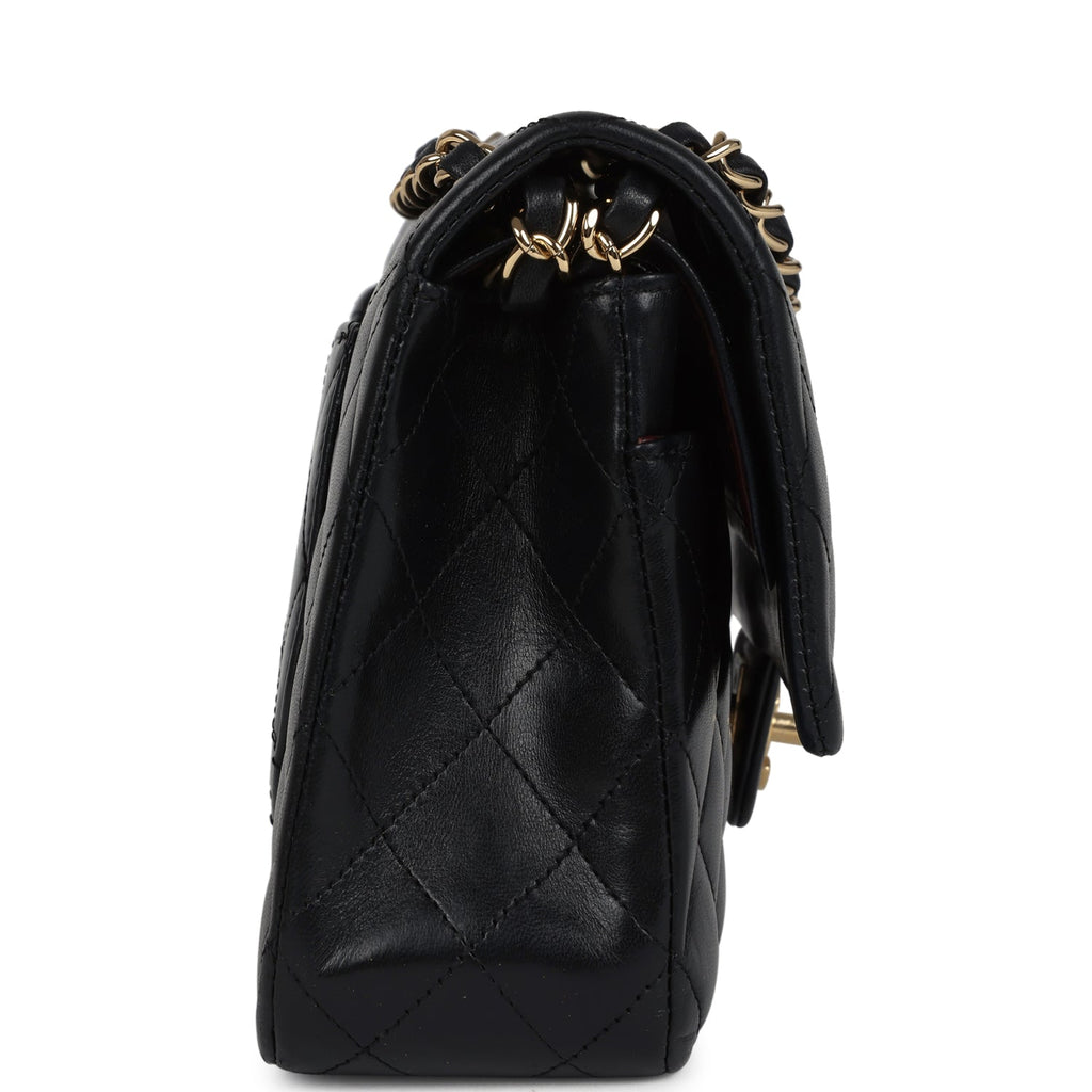 Chanel Medium Classic Double Flap Bag Black Lambskin Gold Hardware