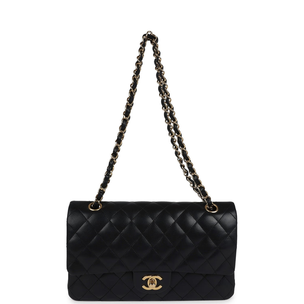 Chanel Medium Classic Double Flap Bag Black Lambskin Gold Hardware