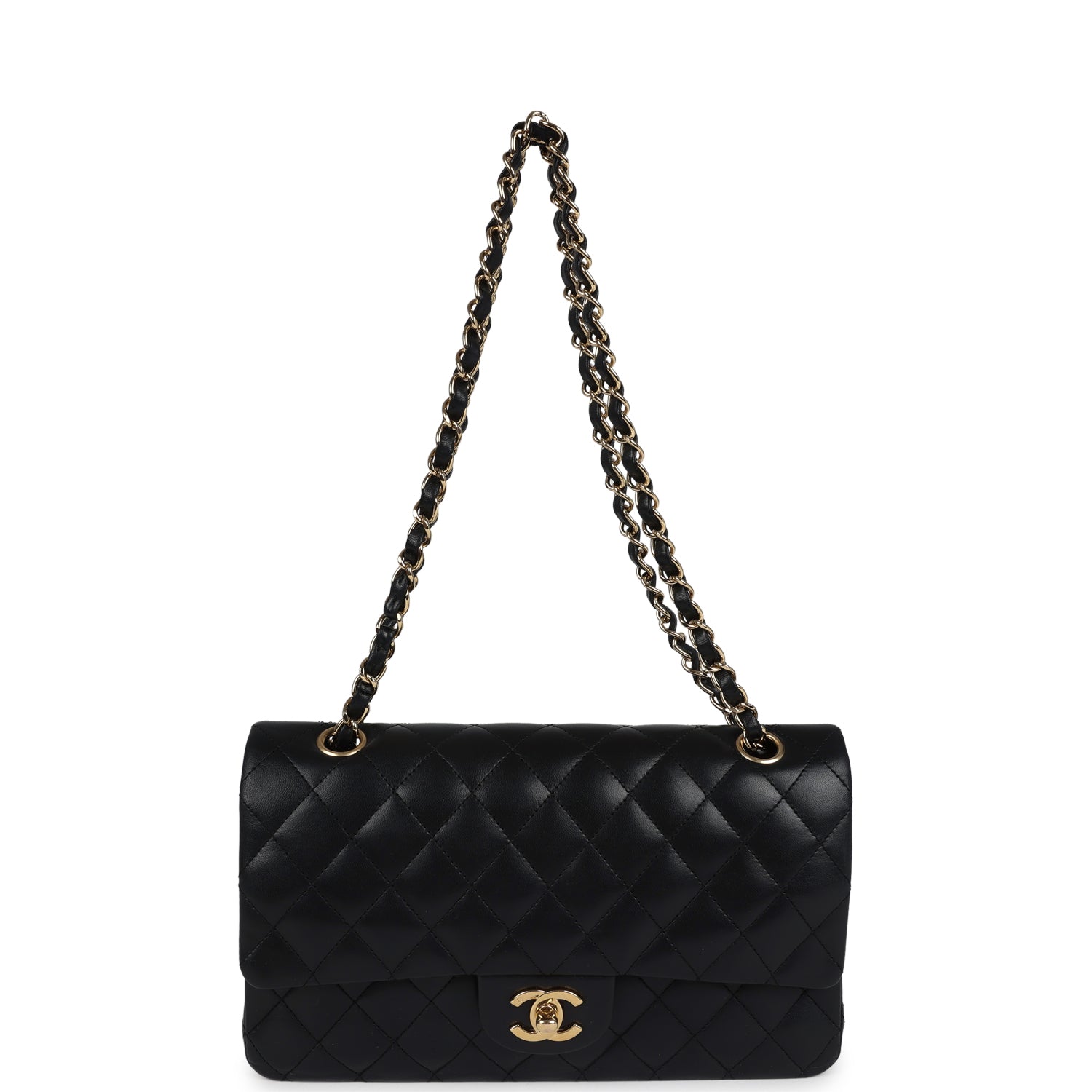 Chanel Medium Classic Double Flap Bag Black Lambskin Gold Hardware