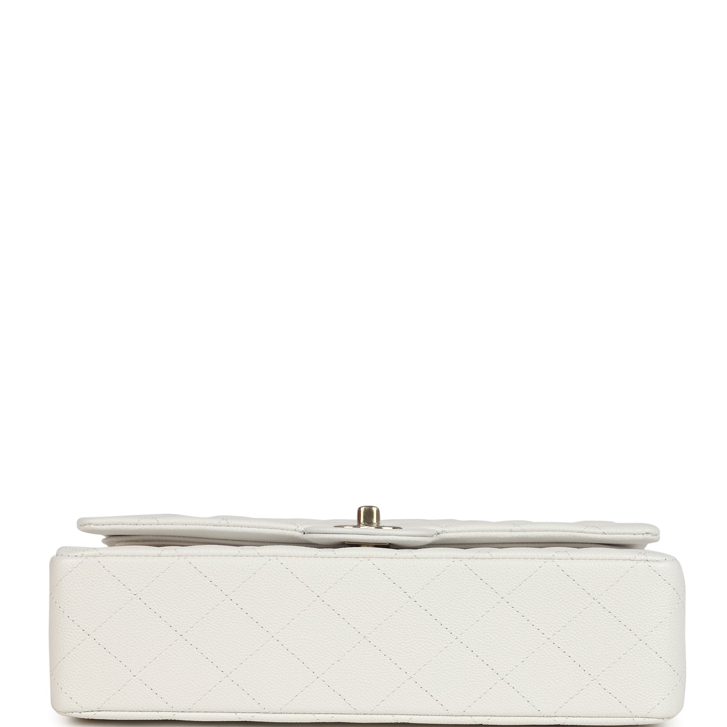 Chanel Medium Classic Double Flap White Caviar Light Gold Hardware