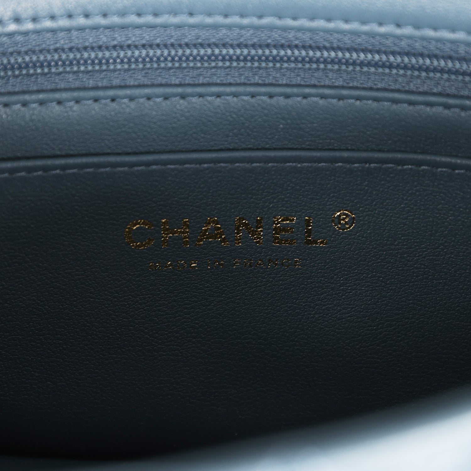 Chanel Mini Rectangular Flap with Top Handle Blue Lambskin Light Gold Hardware