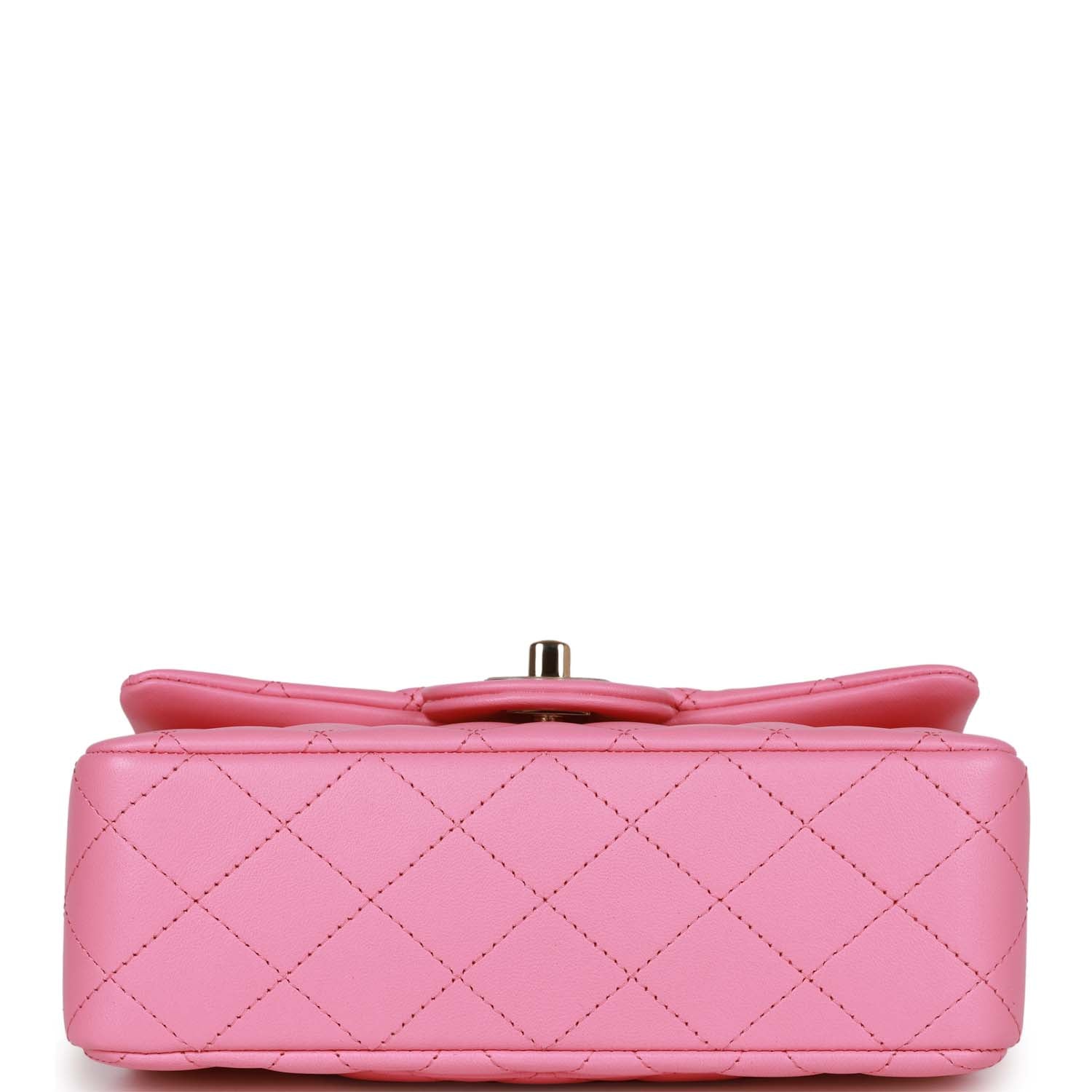 Chanel Rectangular Mini Flap Bag with Top Handle Pink Lambskin Light Gold Hardware
