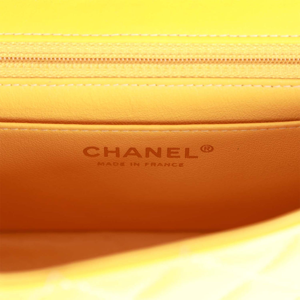Chanel Mini Rectangular Flap Bag Yellow Lambskin Light Gold Hardware