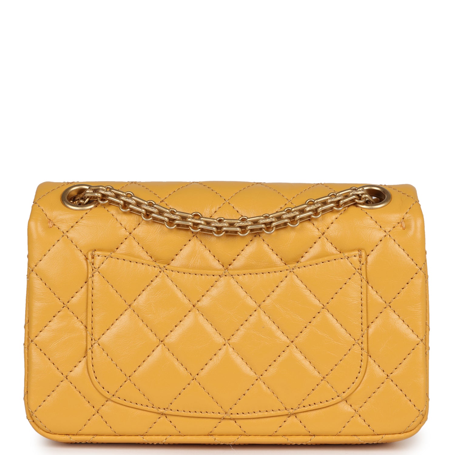 Chanel Mini Reissue 224 2.55 Flap Yellow Aged Calfskin Antique Gold Hardware