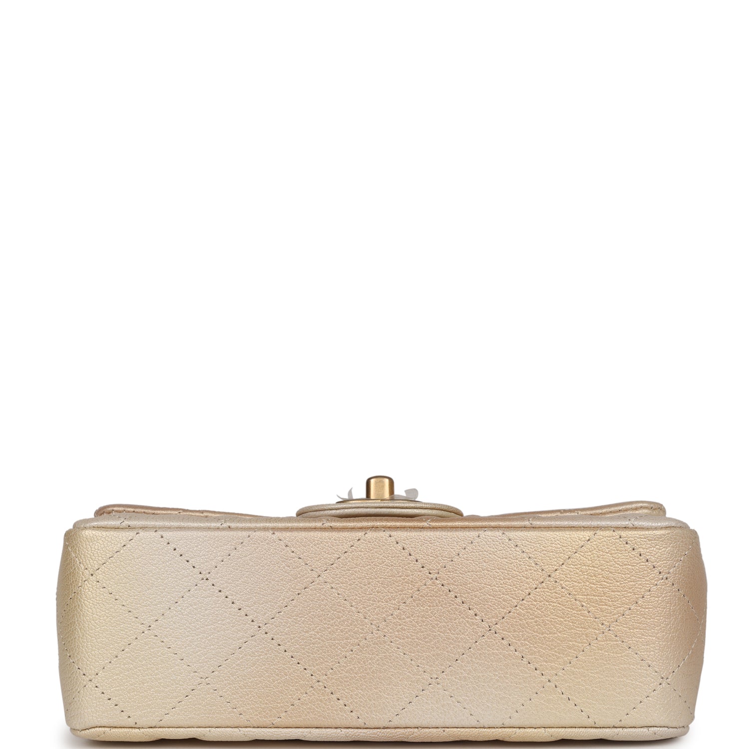 Chanel Mini Classic Rectangular Flap Iridescent Gold and Beige Ombre Chevre Aged Gold Hardware
