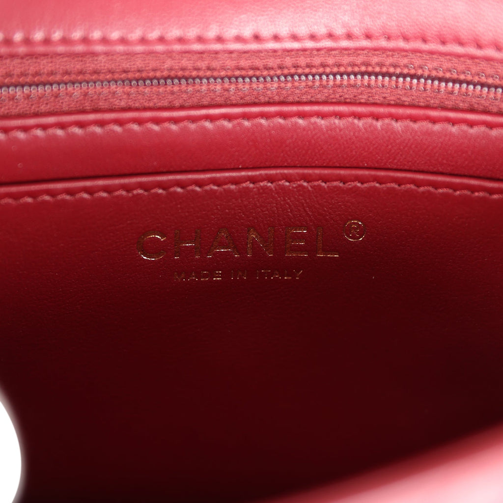 Chanel Mini Classic Square Flap Burgundy Lambskin Gold Hardware