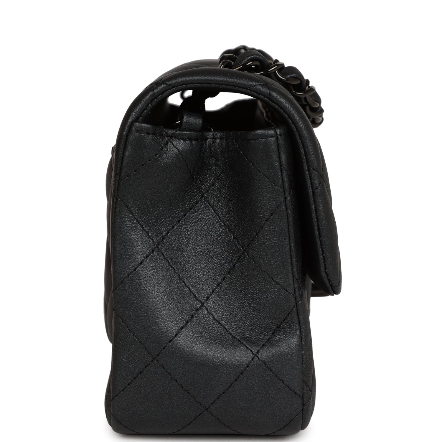 Chanel Mini Rectangular Flap So Black Iridescent Lambskin Black Hardware