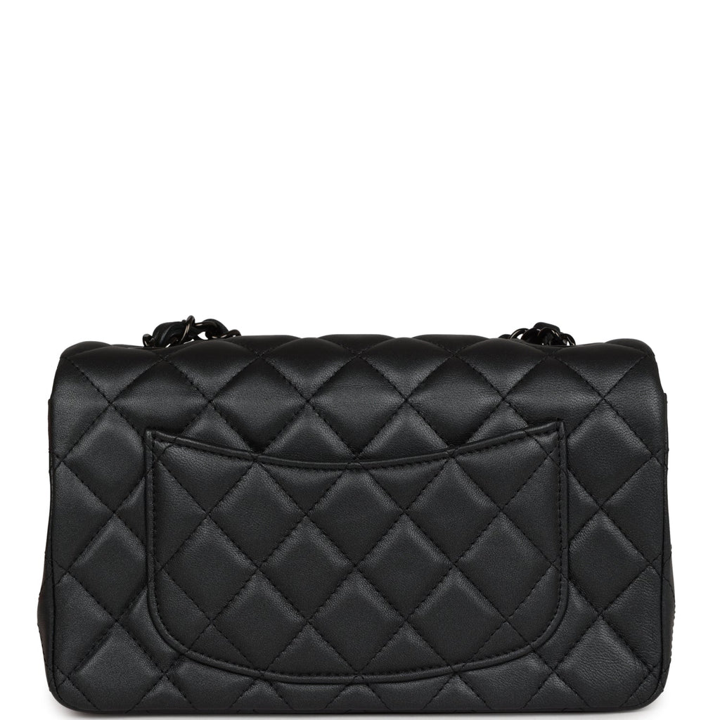 Chanel Mini Rectangular Flap So Black Iridescent Lambskin Black Hardware