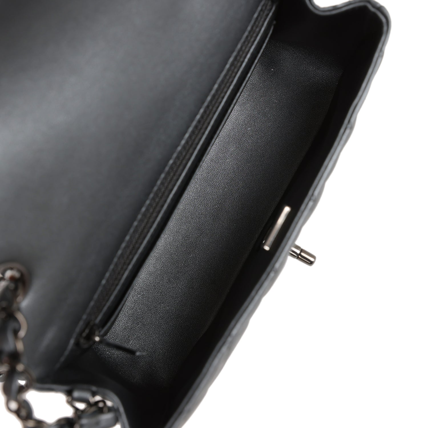 Chanel Mini Rectangular Flap So Black Iridescent Lambskin Black Hardware