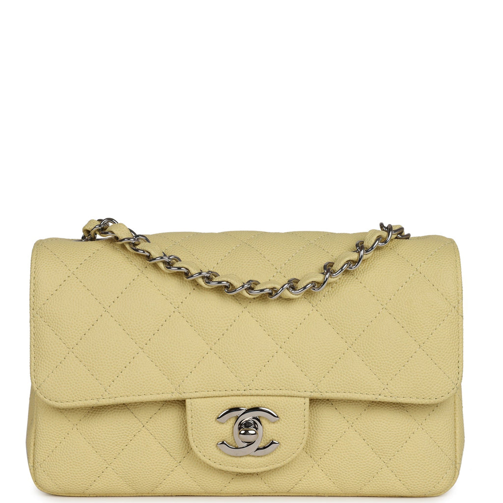 Chanel Mini Rectangular Flap Yellow Caviar Silver Hardware